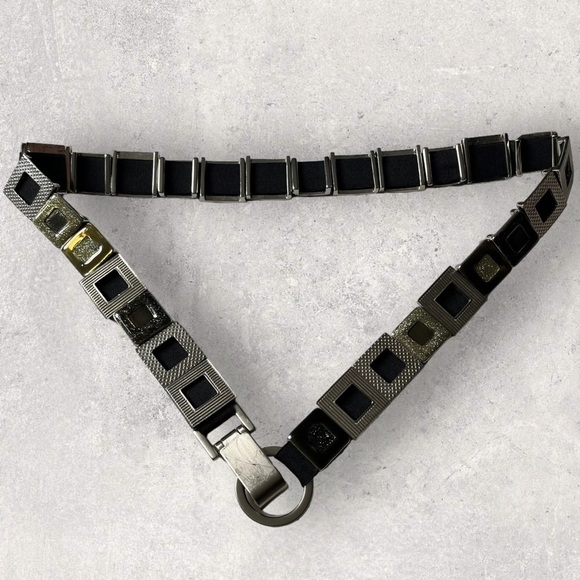 Y2K Metal Geometric Links Belt Carabiner O ring Buckle Stretchy Glitter Silver M main image 7